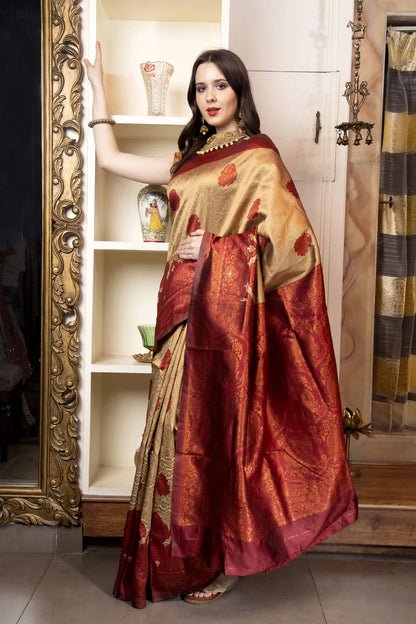 Glimmering Threads: Exquisite Silk Sarees for Women's (A SAREE D3-ORANGE)