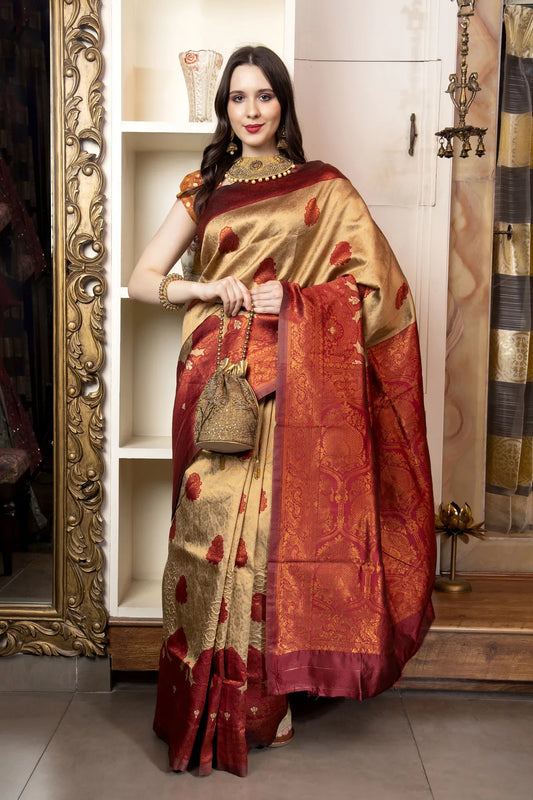 Glimmering Threads: Exquisite Silk Sarees for Women's (A SAREE D3-ORANGE)