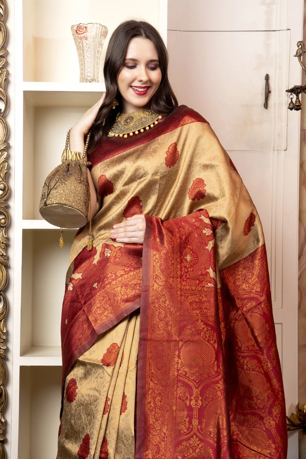 Glimmering Threads: Exquisite Silk Sarees for Women's (A SAREE D3-ORANGE)