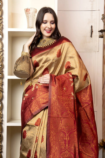 Glimmering Threads: Exquisite Silk Sarees for Women's (A SAREE D3-ORANGE)