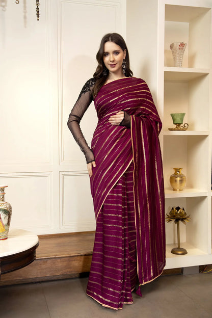 Glimmering Threads: Exquisite Silk Sarees for Women's (A SAREE D6-MEHROON)