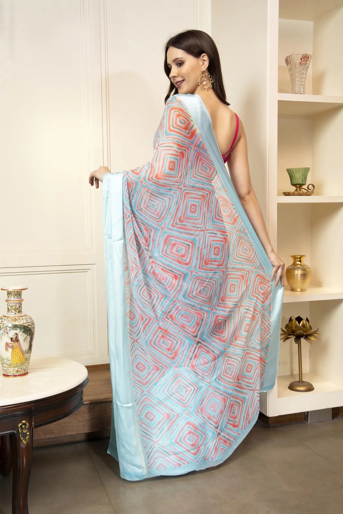 Glimmering Threads: Exquisite Silk Sarees for Women's (A SAREE D7-SKY BLUE)