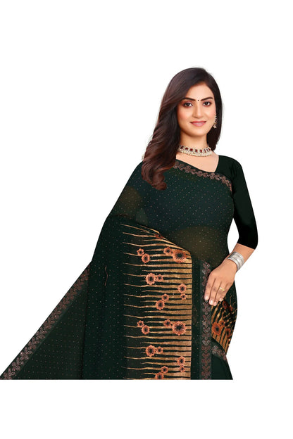 Enchanted Sparkle  Shimmer Chiffon Sarees D12-Green