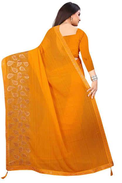 Enchanted Sparkle  Shimmer Chiffon Sarees D15-Yellow