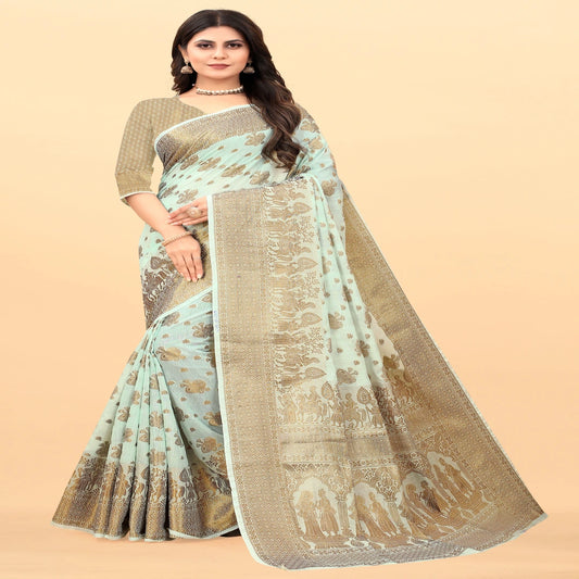 Luxurious Lightness: Braso Chiffon Sarees for Every Occasion For Women's D20 (Firozi)