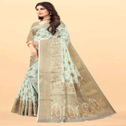 Luxurious Lightness: Braso Chiffon Sarees for Every Occasion For Women's D20 (Firozi)