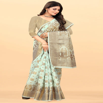 Luxurious Lightness: Braso Chiffon Sarees for Every Occasion For Women's D20 (Firozi)
