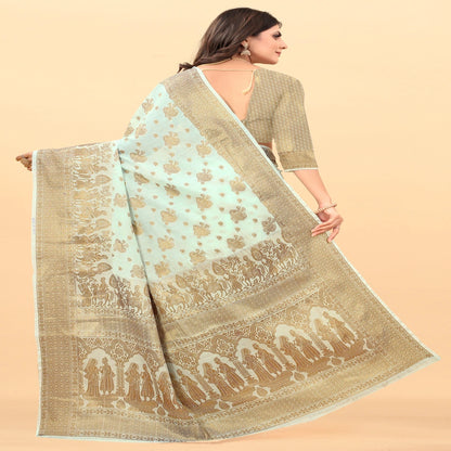 Luxurious Lightness: Braso Chiffon Sarees for Every Occasion For Women's D20 (Firozi)