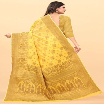 Luxurious Lightness: Braso Chiffon Sarees for Every Occasion For Women's D20 (Yellow)