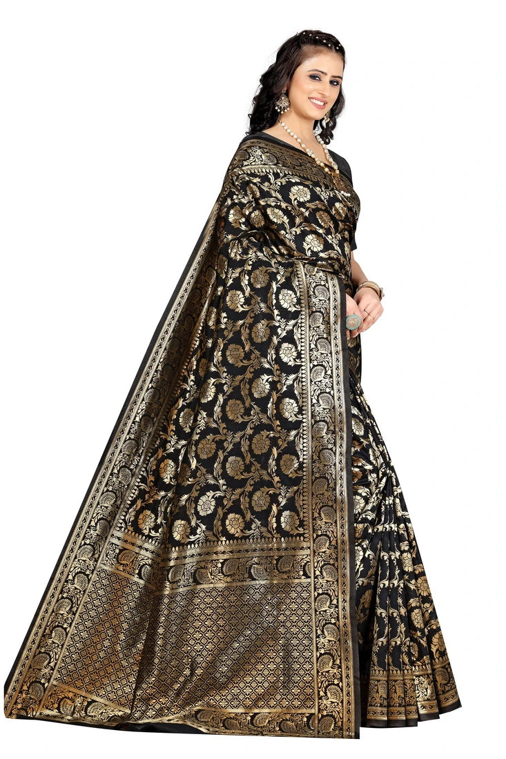 Luxurious Lightness: Braso Chiffon Sarees for Every Occasion For Women's D18 (Black)