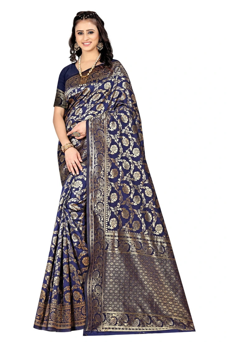 Luxurious Lightness: Braso Chiffon Sarees for Every Occasion For Women's D18 ( Navy Blue)