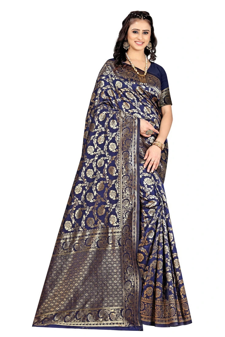 Luxurious Lightness: Braso Chiffon Sarees for Every Occasion For Women's D18 ( Navy Blue)