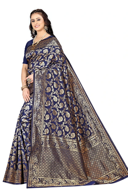 Luxurious Lightness: Braso Chiffon Sarees for Every Occasion For Women's D18 ( Navy Blue)