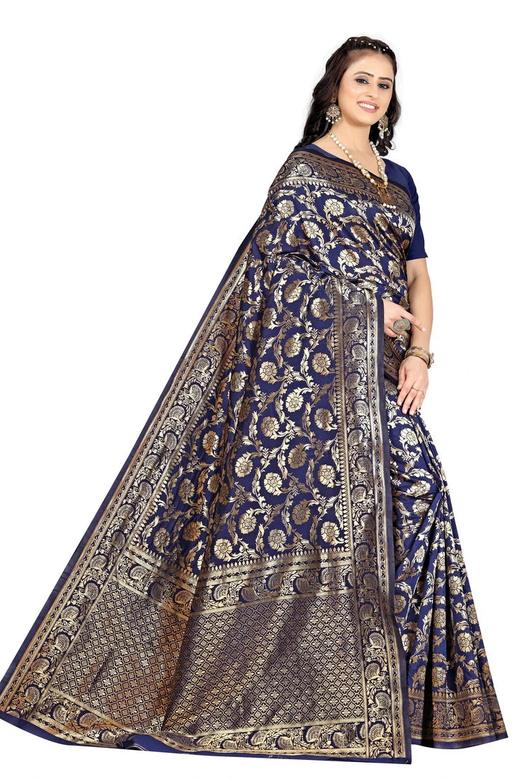 Luxurious Lightness: Braso Chiffon Sarees for Every Occasion For Women's D18 ( Navy Blue)