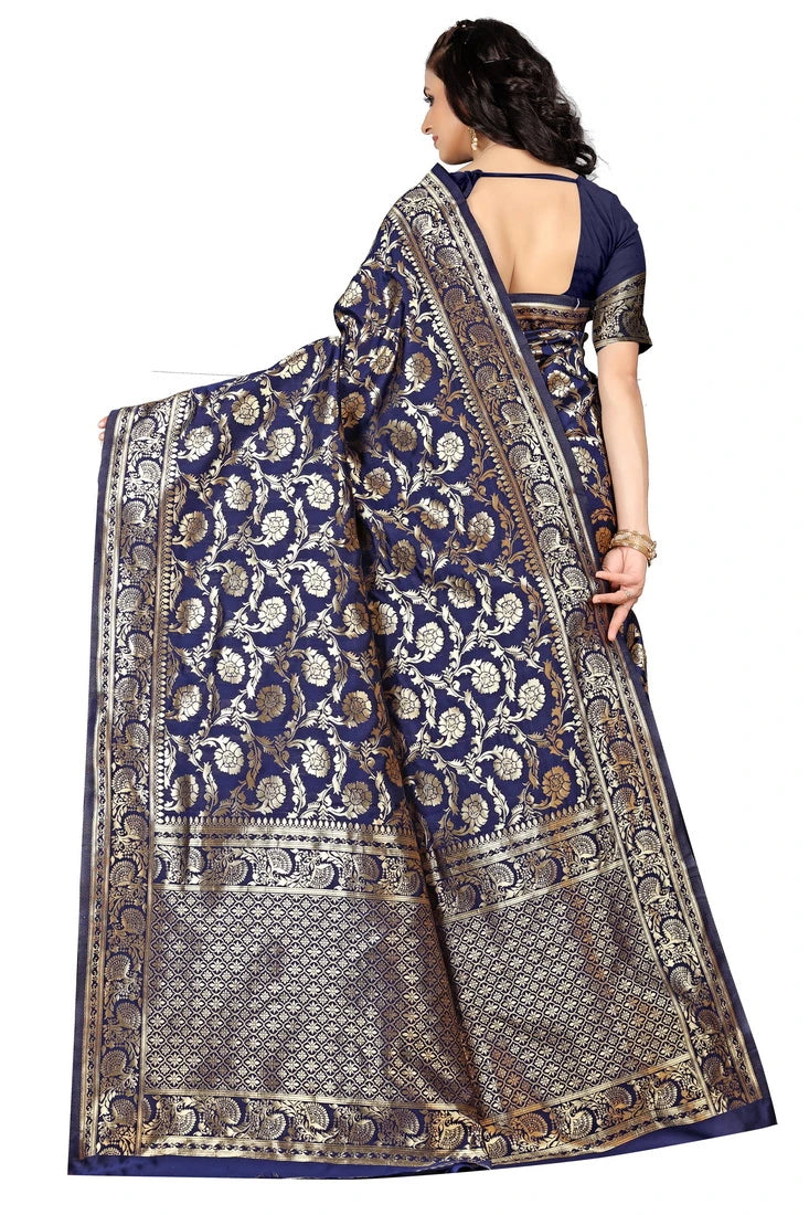 Luxurious Lightness: Braso Chiffon Sarees for Every Occasion For Women's D18 ( Navy Blue)