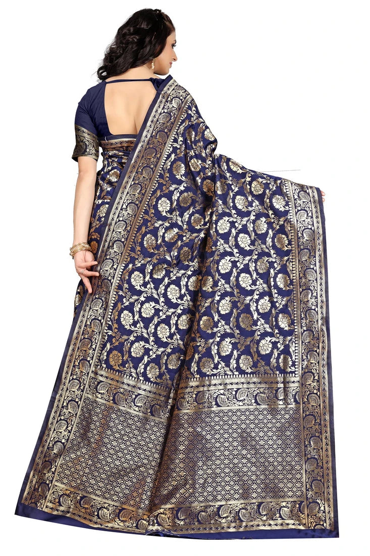 Luxurious Lightness: Braso Chiffon Sarees for Every Occasion For Women's D18 ( Navy Blue)
