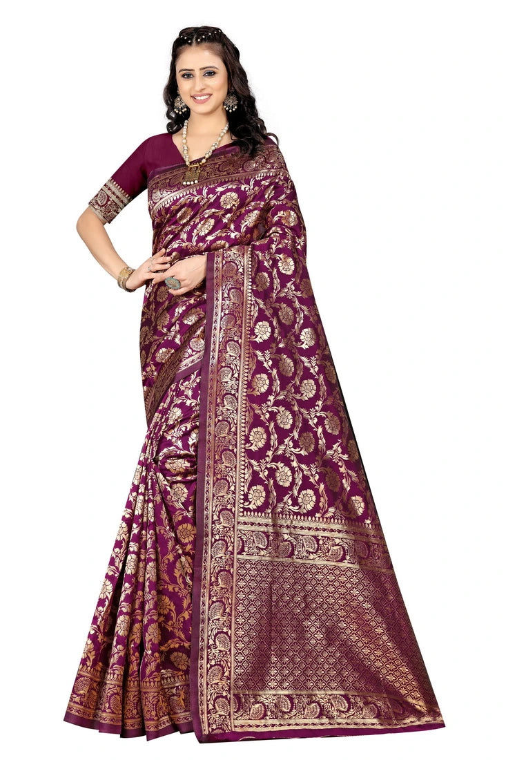 Luxurious Lightness: Braso Chiffon Sarees for Every Occasion For Women's D18 (PURPLE)