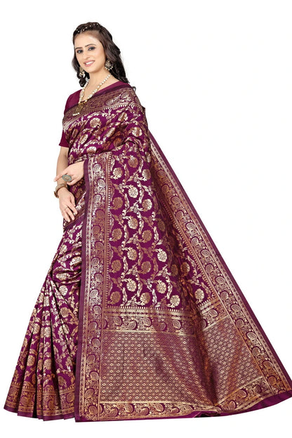 Luxurious Lightness: Braso Chiffon Sarees for Every Occasion For Women's D18 (PURPLE)