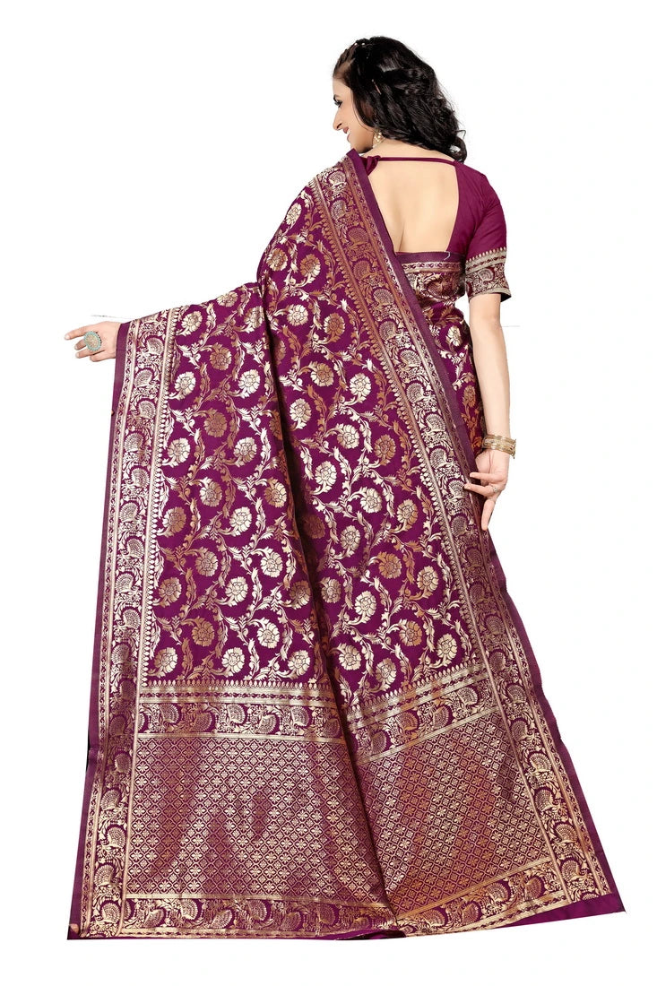 Luxurious Lightness: Braso Chiffon Sarees for Every Occasion For Women's D18 (PURPLE)
