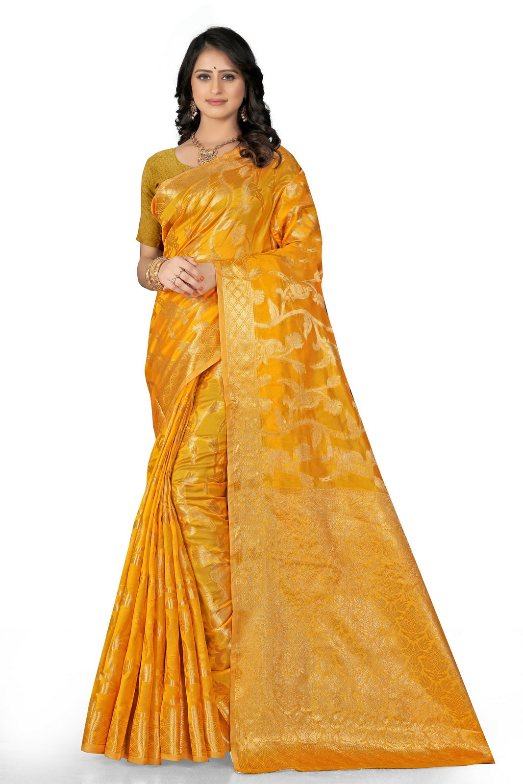 Luxurious Lightness: Braso Chiffon Sarees for Every Occasion For Women's D19 (Mustard)
