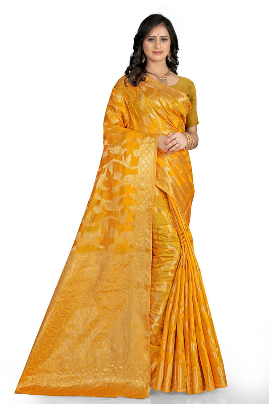 Luxurious Lightness: Braso Chiffon Sarees for Every Occasion For Women's D19 (Mustard)