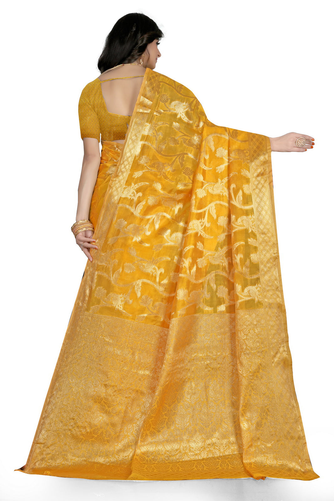Luxurious Lightness: Braso Chiffon Sarees for Every Occasion For Women's D19 (Mustard)