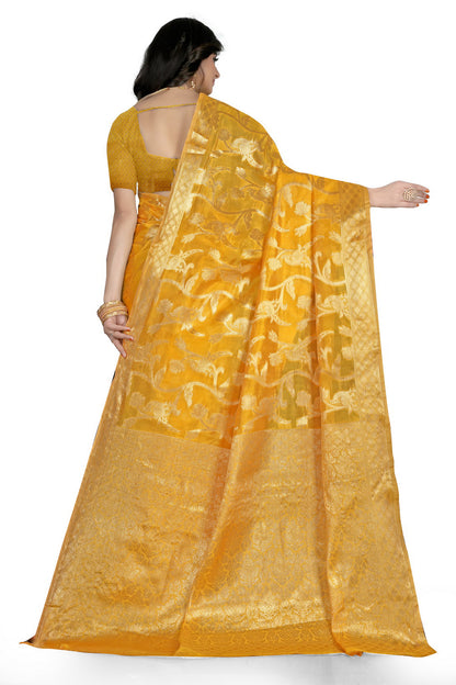 Luxurious Lightness: Braso Chiffon Sarees for Every Occasion For Women's D19 (Mustard)
