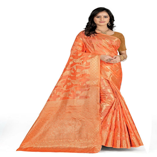 Luxurious Lightness: Braso Chiffon Sarees for Every Occasion For Women's D19 (Orange)