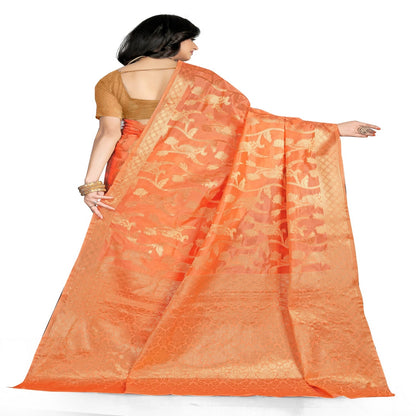Luxurious Lightness: Braso Chiffon Sarees for Every Occasion For Women's D20(Orange)