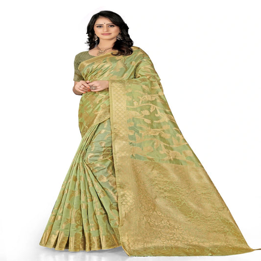 Luxurious Lightness: Braso Chiffon Sarees for Every Occasion For Women's D19(Pista Green)