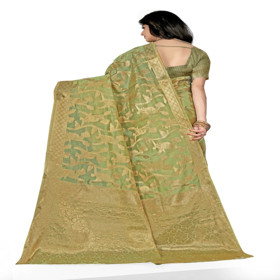 Luxurious Lightness: Braso Chiffon Sarees for Every Occasion For Women's D19(Pista Green)