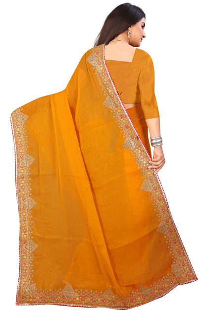 Enchanted Sparkle  Shimmer Chiffon Sarees D11-Yellow