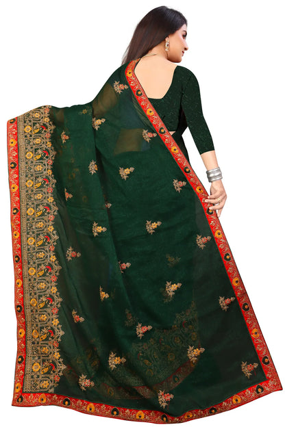 Enchanted Sparkle  Shimmer Chiffon Sarees D14-Green