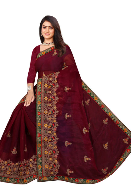 Enchanted Sparkle  Shimmer Chiffon Sarees D14-Purple