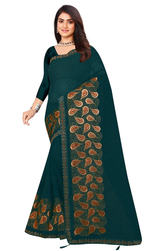 Enchanted Sparkle  Shimmer Chiffon Sarees D15-Blue