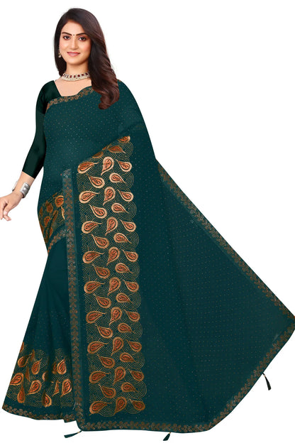 Enchanted Sparkle  Shimmer Chiffon Sarees D15-Blue