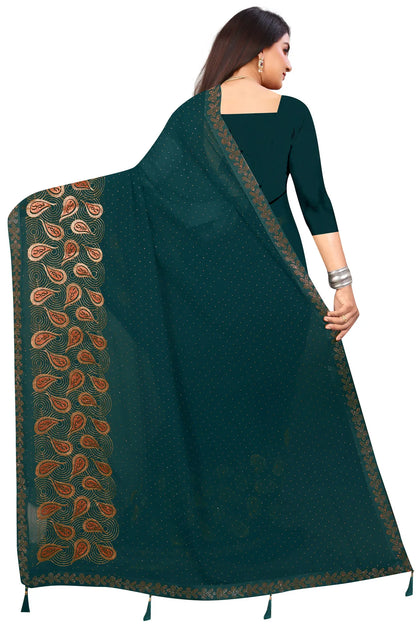 Enchanted Sparkle  Shimmer Chiffon Sarees D15-Blue