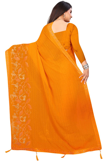Enchanted Sparkle  Shimmer Chiffon Sarees D16-Yellow