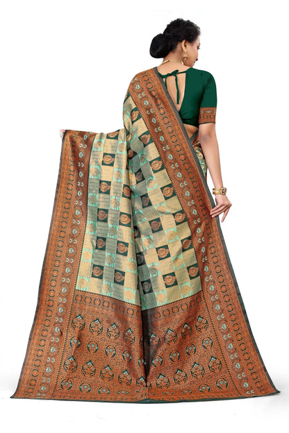 Glimmering Threads: Exquisite Silk Sarees for Women's (SAREE D2-TAN)