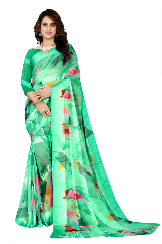 Glimmering Threads: Exquisite Silk Sarees for Women's (SAREE D4-GREEN)