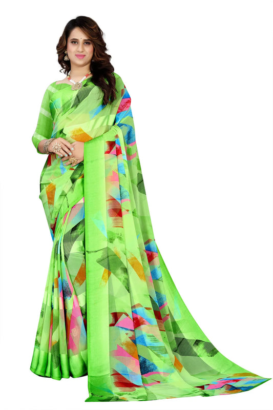 Glimmering Threads: Exquisite Silk Sarees for Women's (SAREE D4-PARROT GREEN)