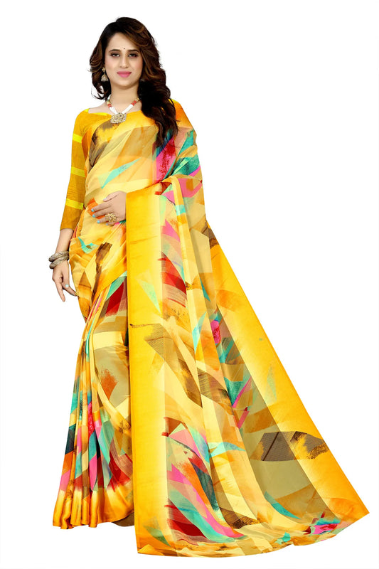 Glimmering Threads: Exquisite Silk Sarees for Women's (SAREE D4-YELLOW)
