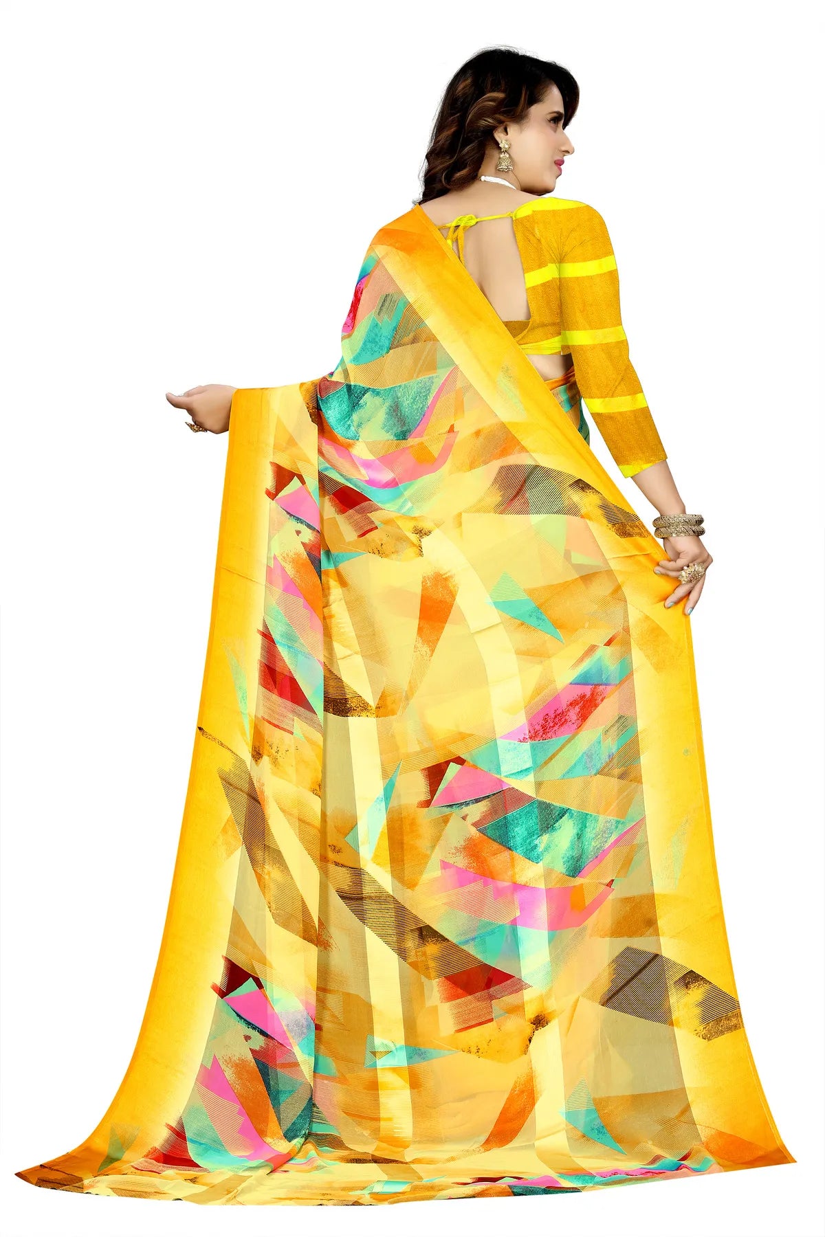 Glimmering Threads: Exquisite Silk Sarees for Women's (SAREE D4-YELLOW)