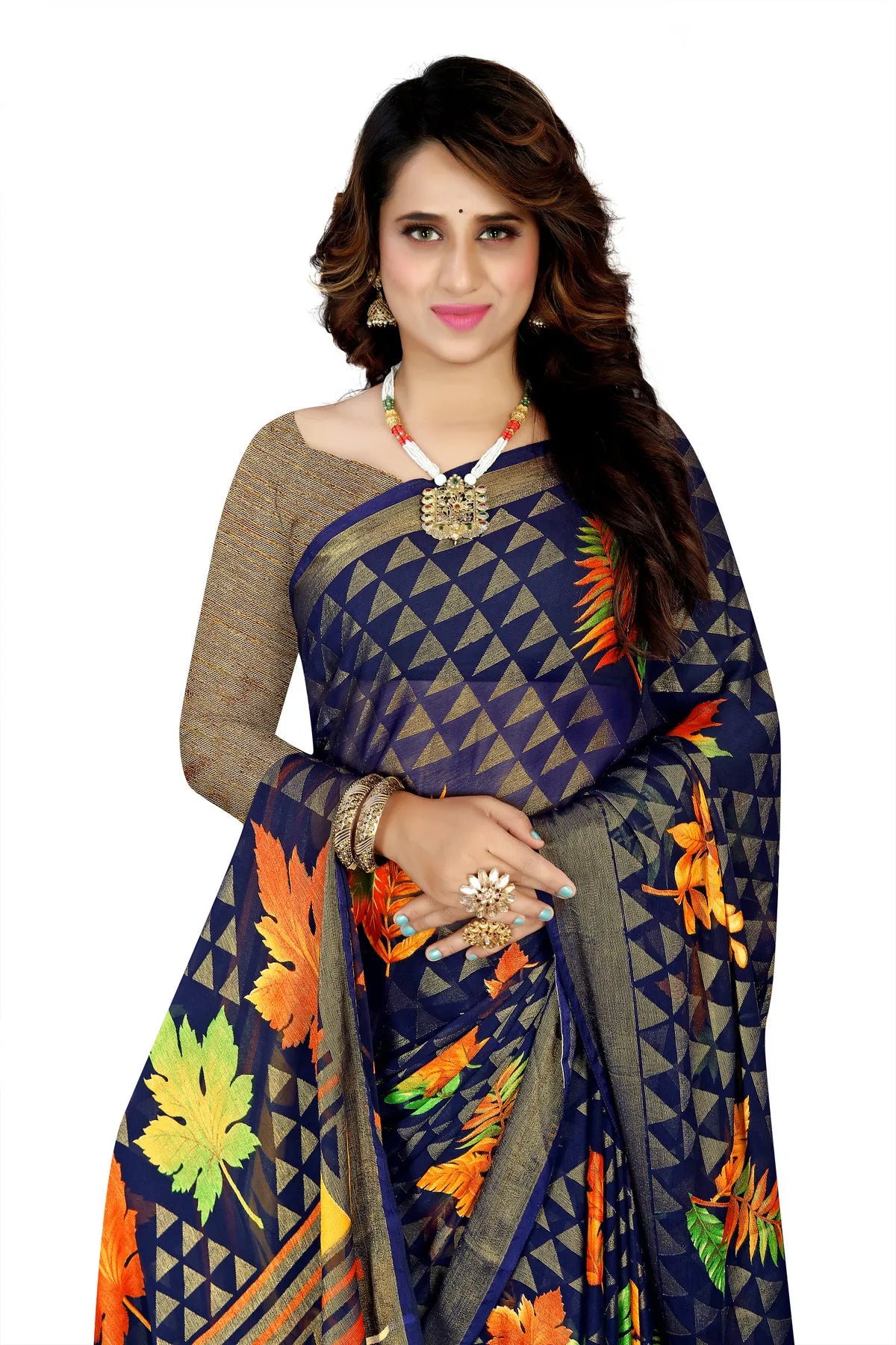 Glimmering Threads: Exquisite Silk Sarees for Women's (SAREE D5-BLUE)