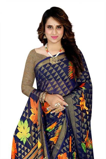 Glimmering Threads: Exquisite Silk Sarees for Women's (SAREE D5-BLUE)
