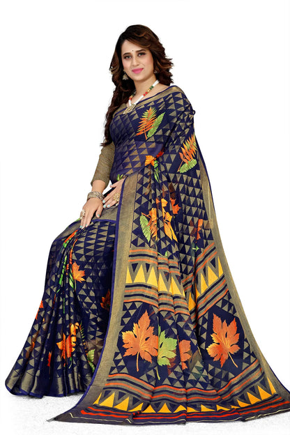Glimmering Threads: Exquisite Silk Sarees for Women's (SAREE D5-BLUE)