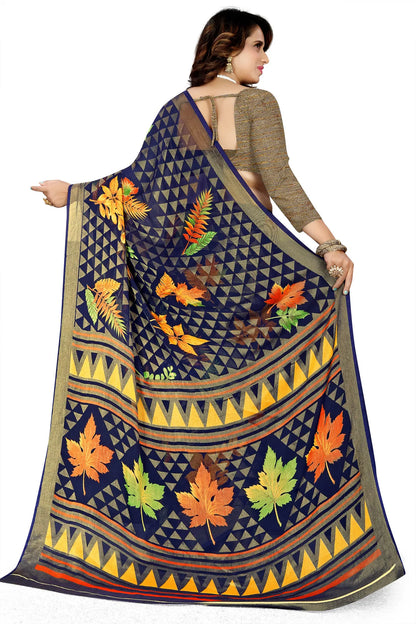 Glimmering Threads: Exquisite Silk Sarees for Women's (SAREE D5-BLUE)