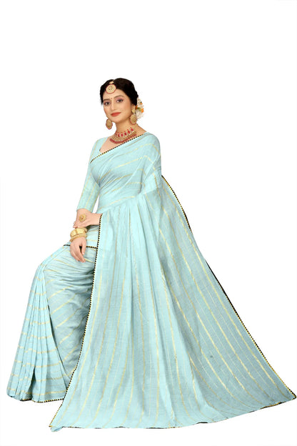 Glimmering Threads: Exquisite Silk Sarees for Women's (SAREE D6-SKY BLUE)