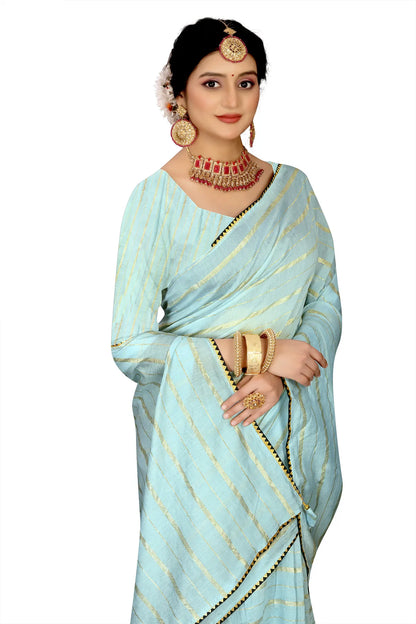 Glimmering Threads: Exquisite Silk Sarees for Women's (SAREE D6-SKY BLUE)