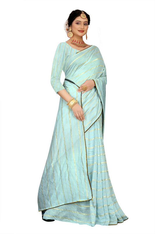 Glimmering Threads: Exquisite Silk Sarees for Women's (SAREE D6-SKY BLUE)